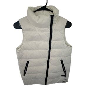 DKNY White And Black Puffer Vest